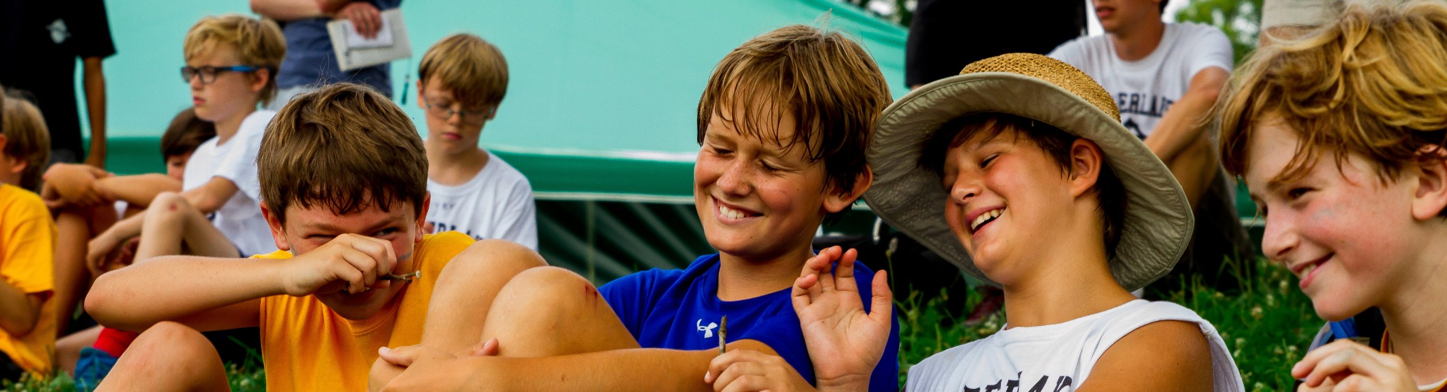 Campers laughing.